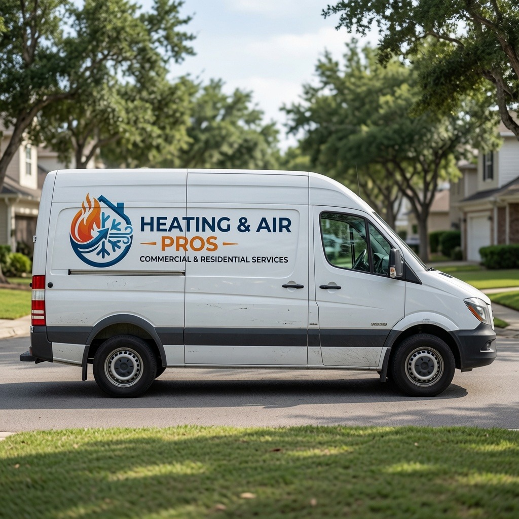 Local heating and air service van serving Phoenix